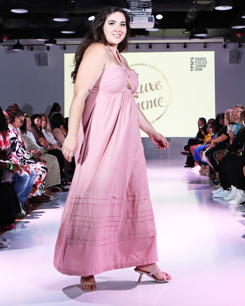 Penelope Halter Linen Maxi Dress in Rose Pink - Laluxe Femme