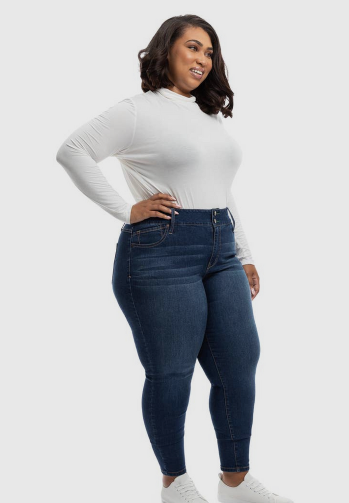 Plus size sustainable denim skinny jeans