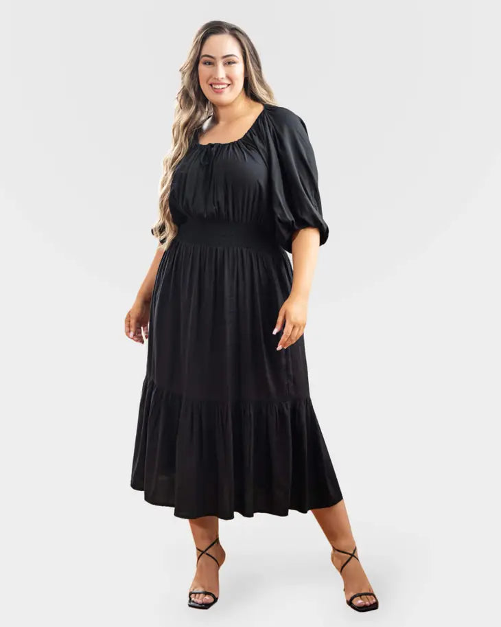 Diana Prairie Dress in Black - Laluxe Femme