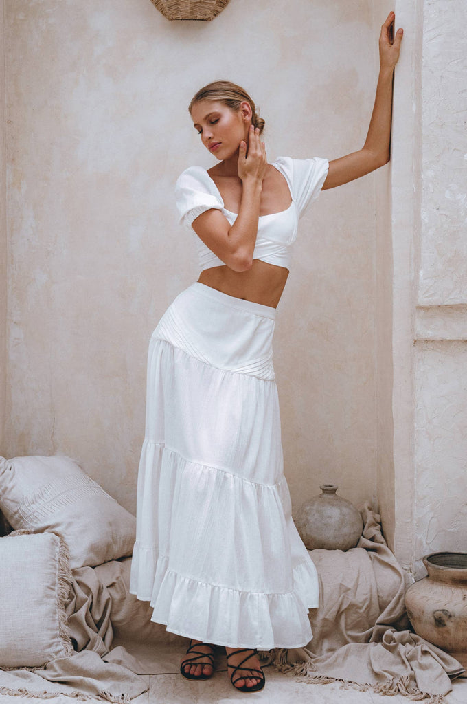 Casablanca Voluminous Skirt in White - Laluxe Femme