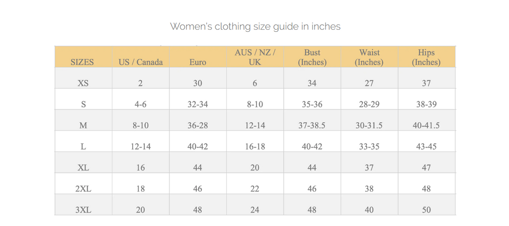 Size chart for plus size midi dress.