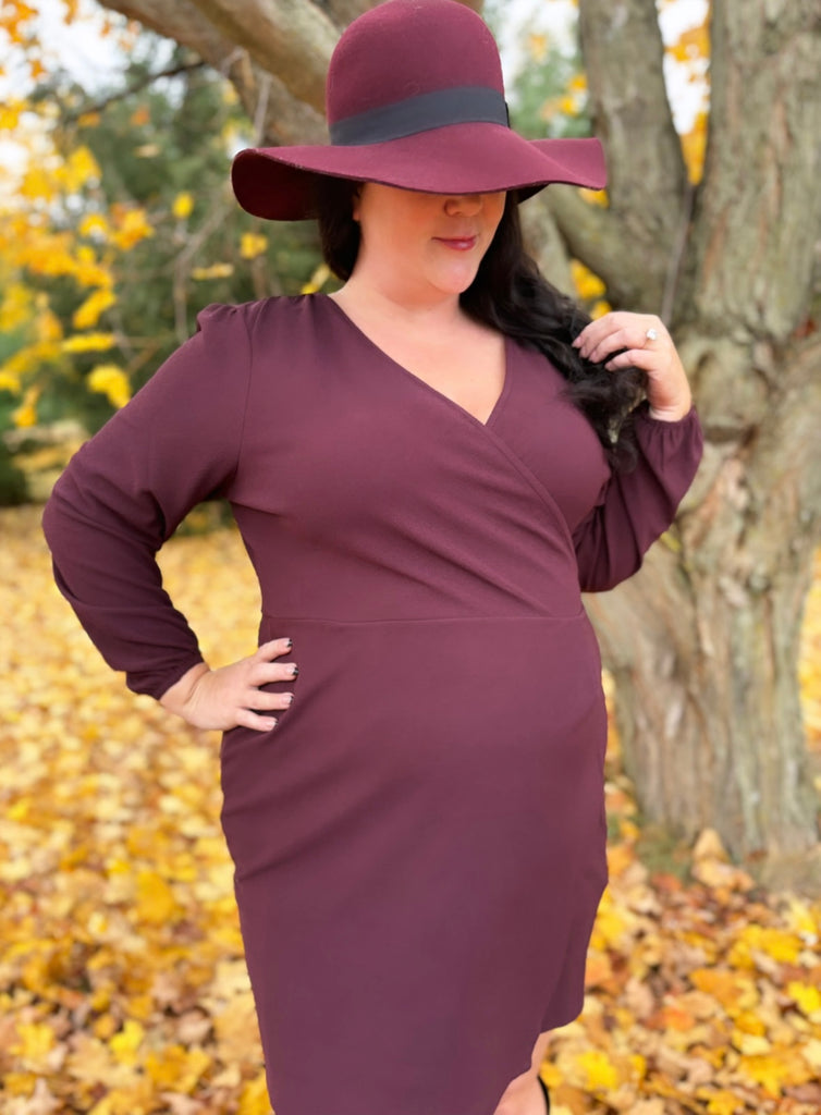 Lacy Crepe Dress in Berry - Laluxe Femme