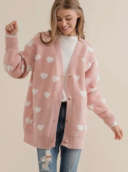 Pink on sale heart cardigan