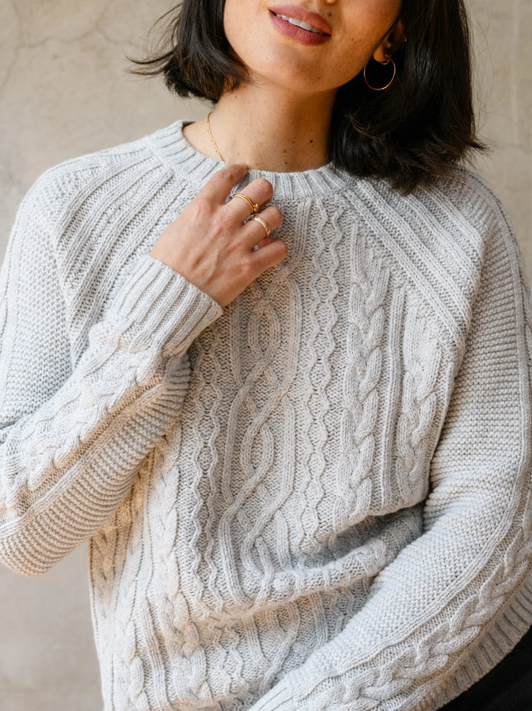 Claudette Fisherman Sweater in Grey - Laluxe Femme