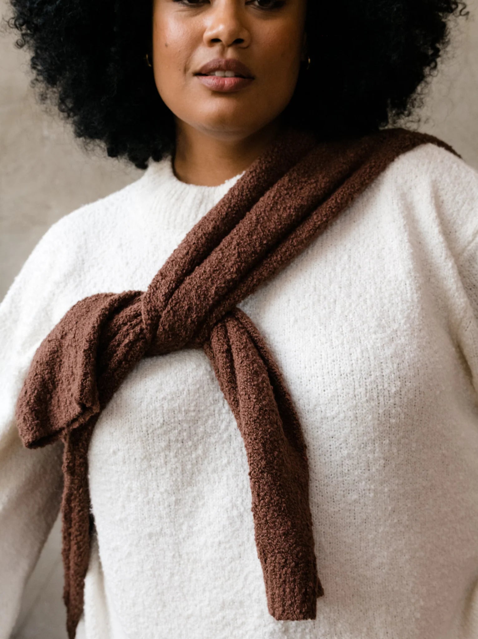 Alexis Boucle Sweater in Almond - Laluxe Femme
