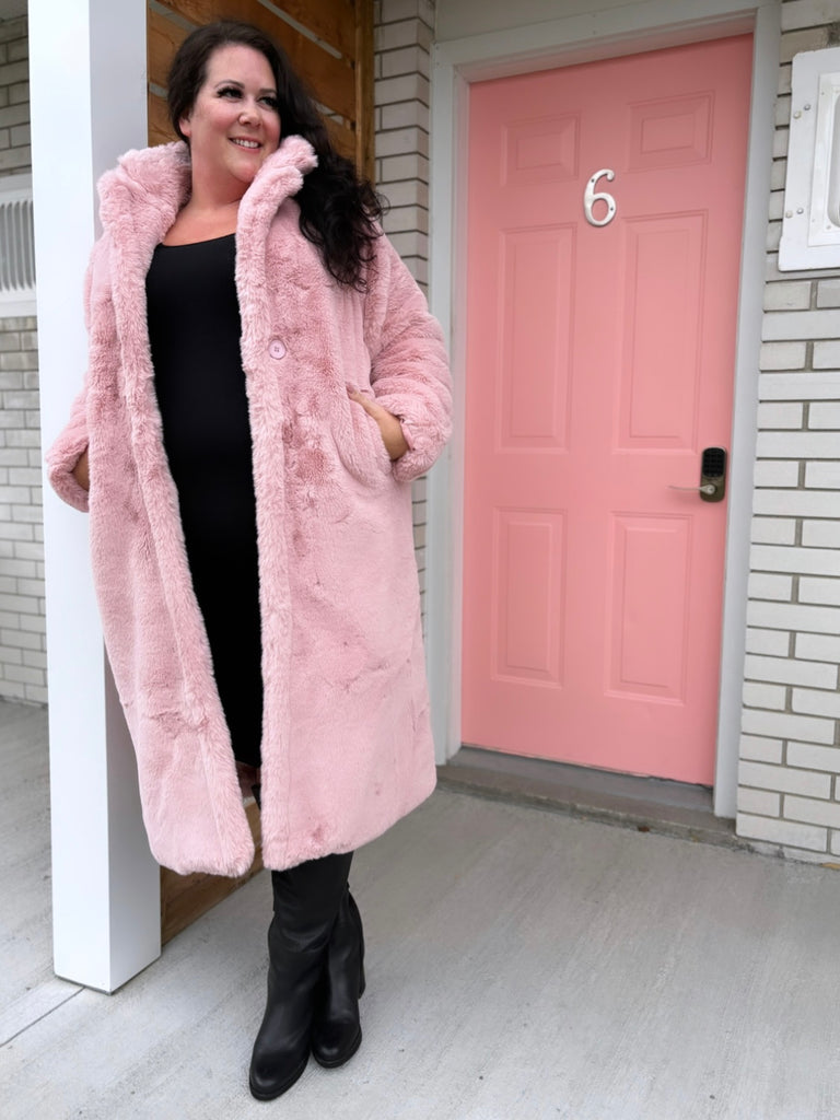 Faux Fur Cozy Pink Coat - Laluxe Femme
