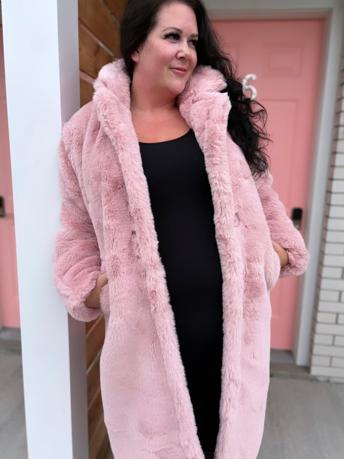 Camila Pink Faux Fur Teddy Coat