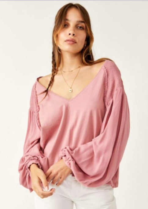 Free People Kathy Tee in Blush - Laluxe Femme