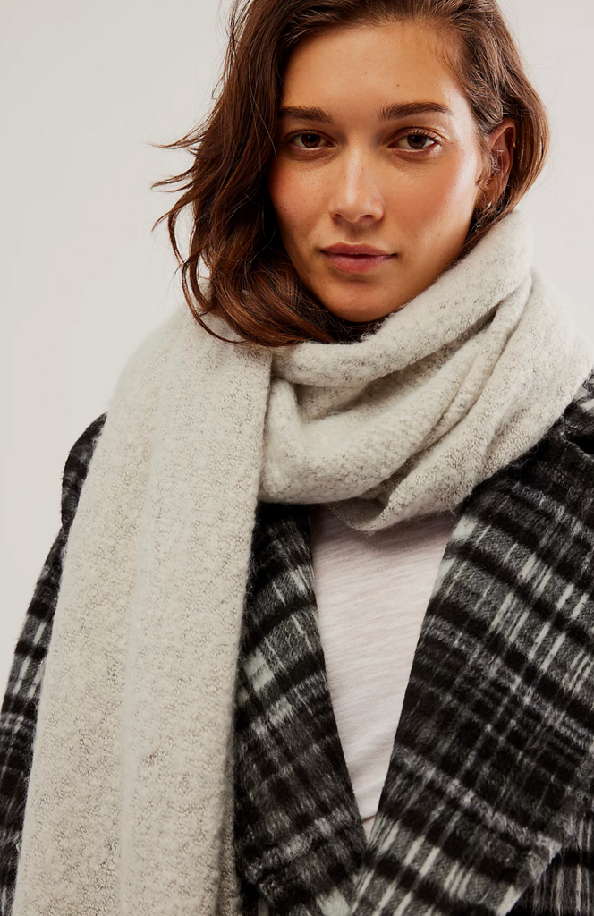 Free People Rangeley Recycled Scarf in Barely Grey - Laluxe Femme