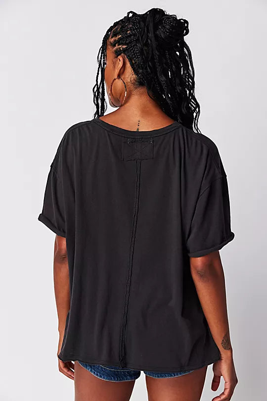 Free People Nina Tee in Black - Laluxe Femme