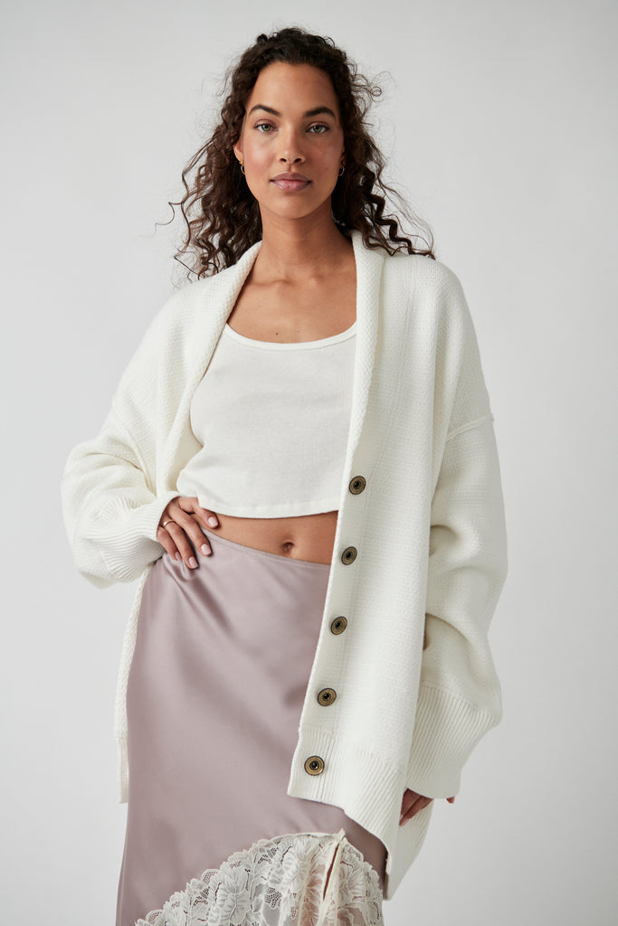 Free People Chamomile Cardi in Ivory - Laluxe Femme