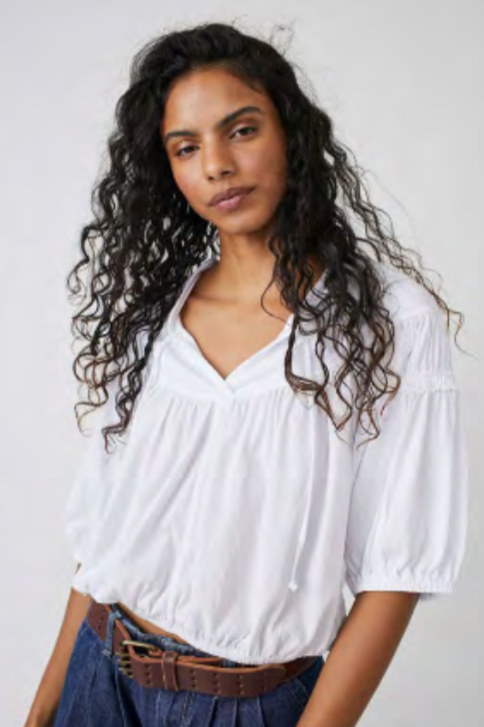 Free People No Good Alone Tee in Optic White - Laluxe Femme