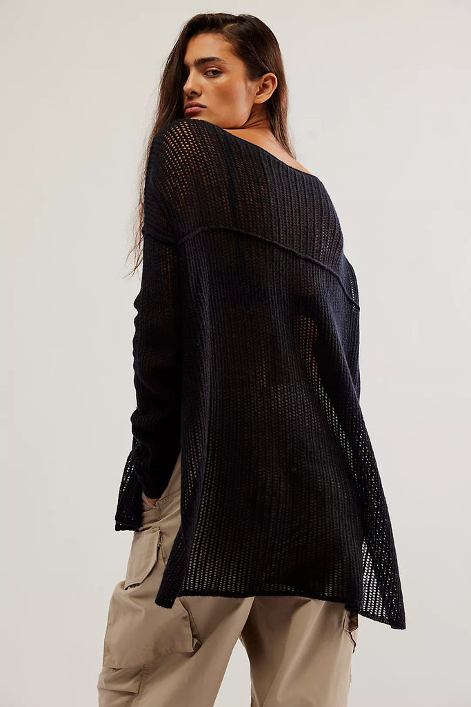 Free People Wednesday Cashmere Pullover in Black - Laluxe Femme