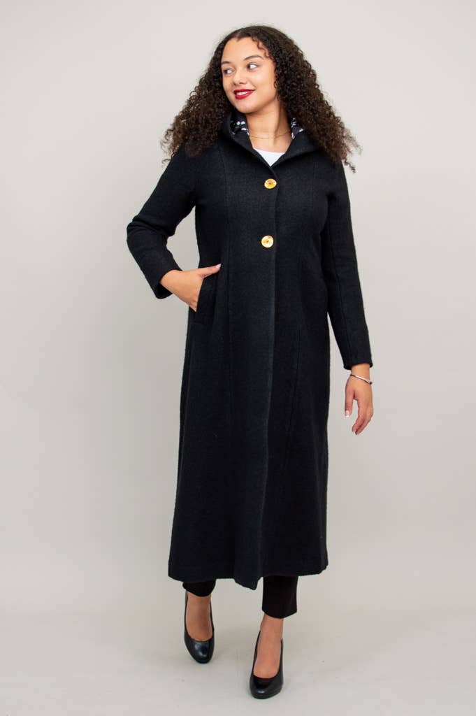 Catherine Coat, Black, Boiled Wool: 3X - Laluxe Femme