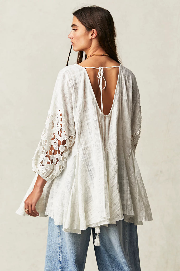 Free People White Shores Tunic or Mini Dress - Laluxe Femme
