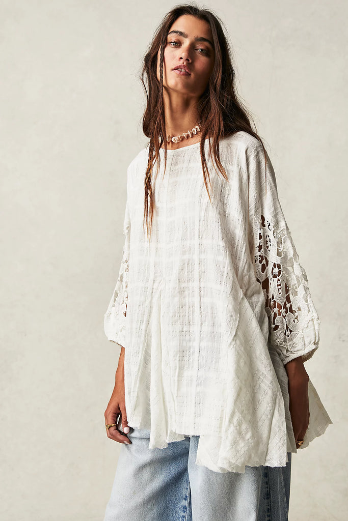 Free People White Shores Tunic or Mini Dress - Laluxe Femme