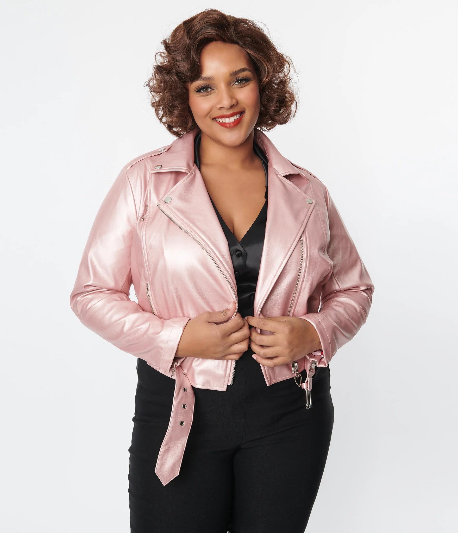 Plus size pink leather jackets outlet