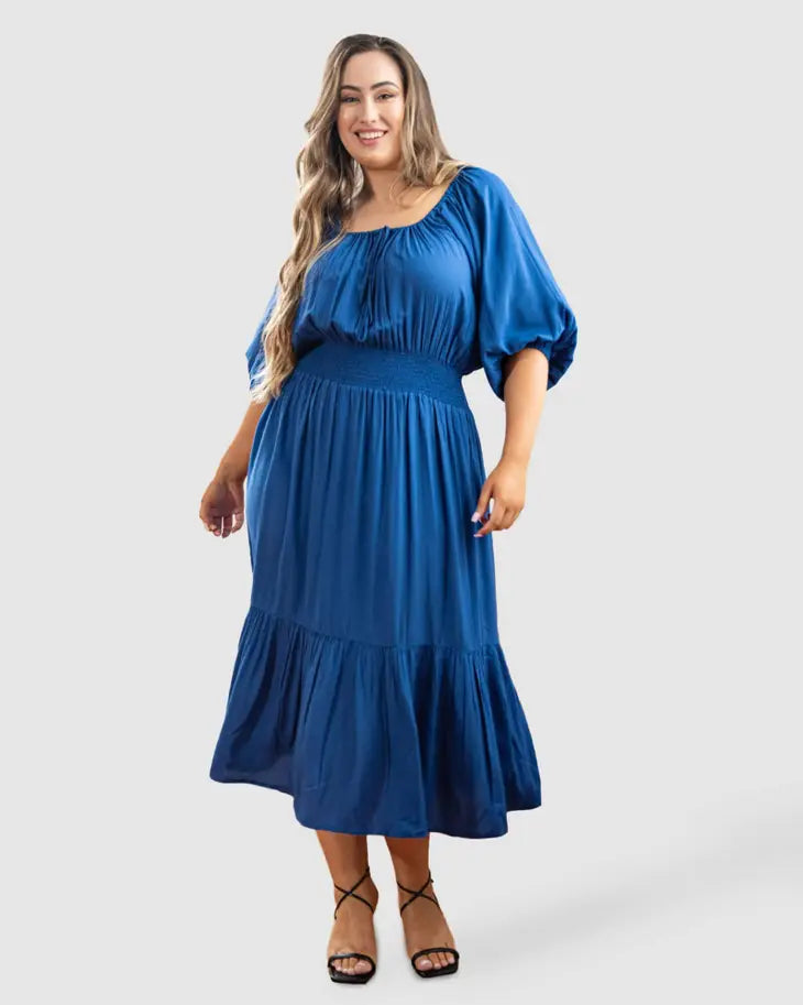 Diana Prairie Dress in Cobalt Blue - Laluxe Femme