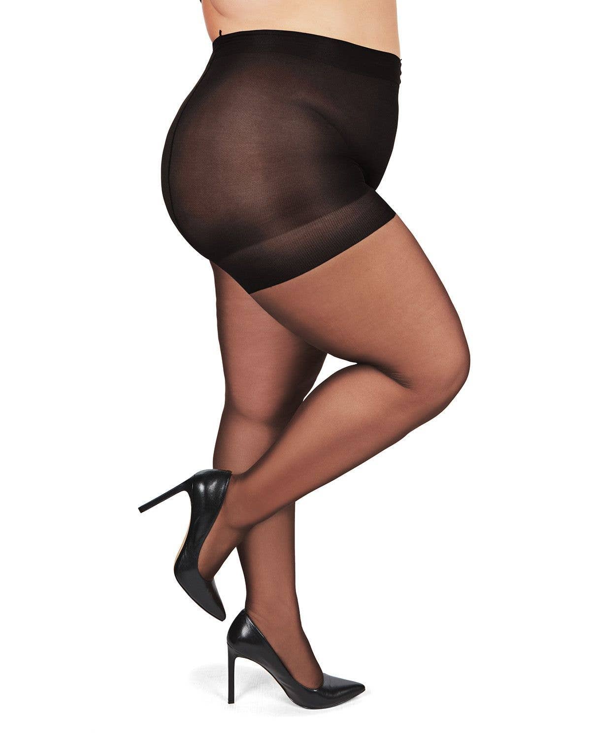 MeMoi Plus Size Curvy Sheer Control Top Pantyhose - Laluxe Femme