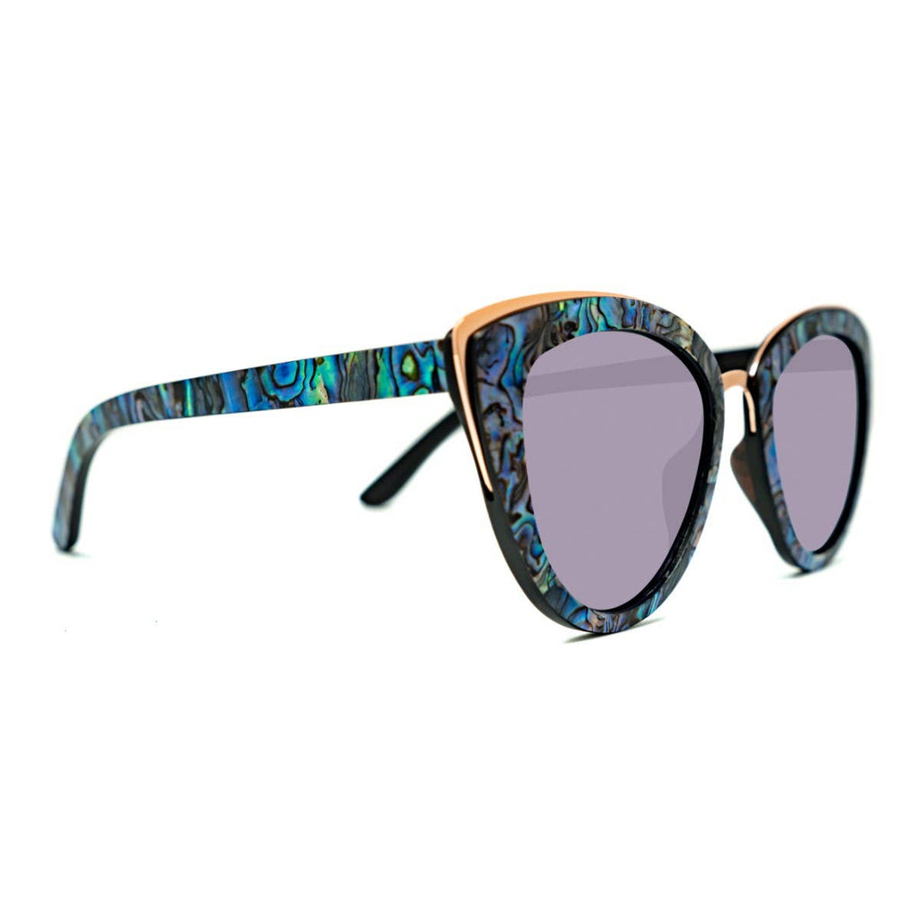 Bombshell Violet Lenses Abalone Wood Sunglasses - Laluxe Femme