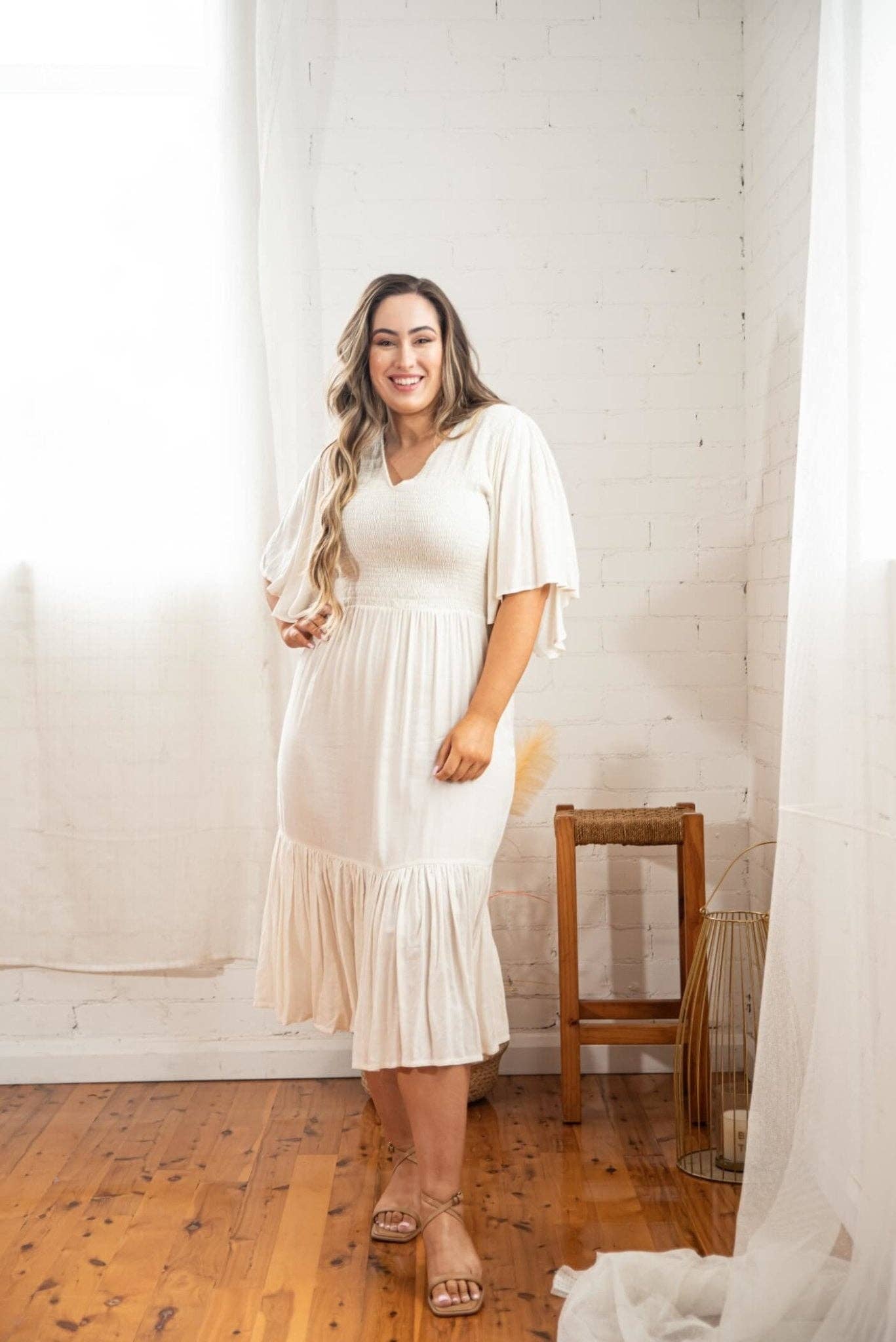 Plus Size White Midi Dress | Plus Size Sustainable Fashion