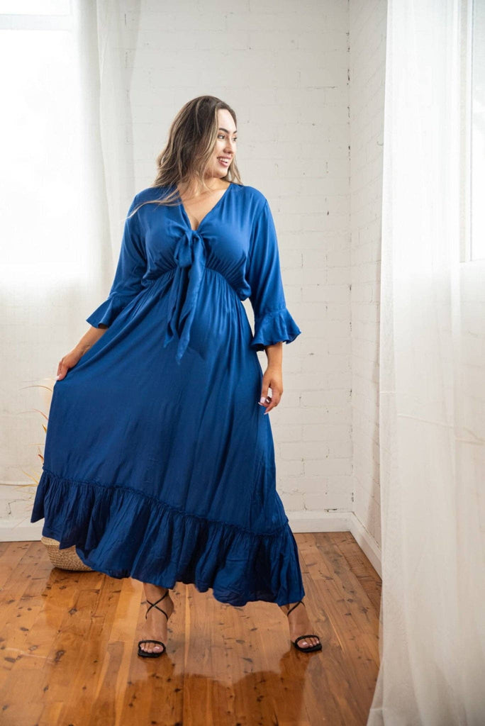 Nicole Maxi Dress in Cobalt | Plus Size Sustainable Fashion