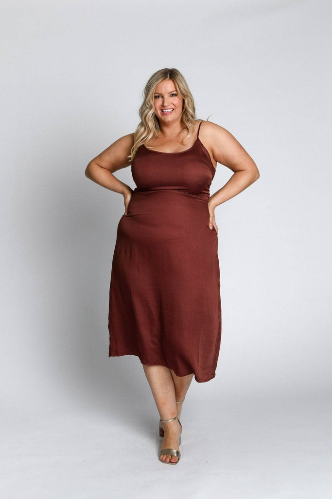 Plus Size Slip Dress Chocolate Brown | Plus Size Sustainable Fashion