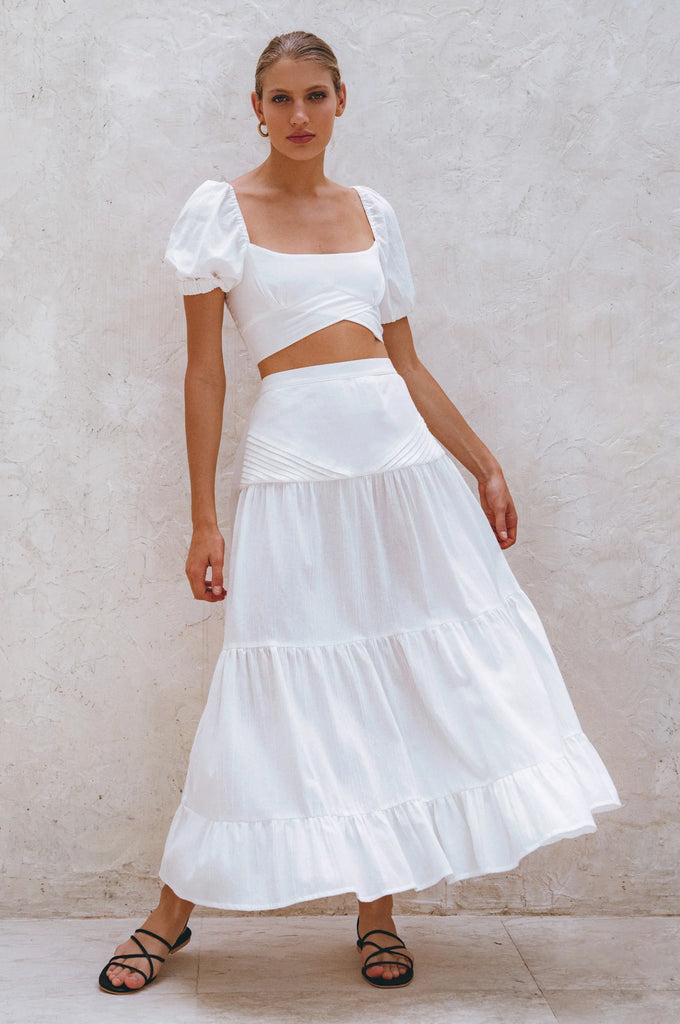 Casablanca Voluminous Skirt in White - Laluxe Femme