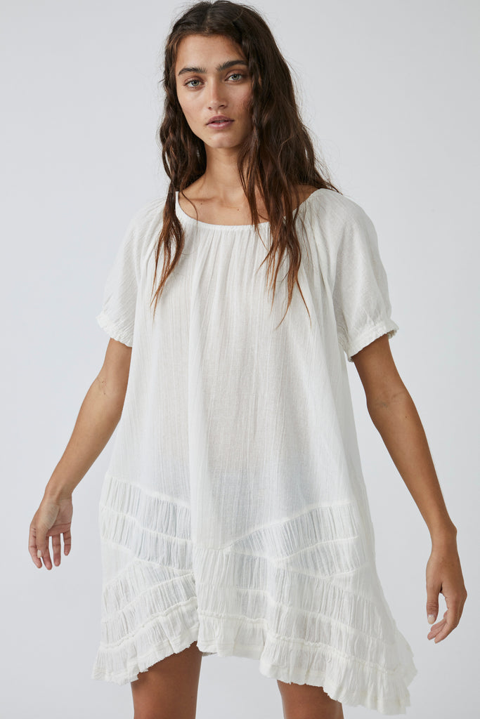 Plus size free people so scenic mini dress in ivory.