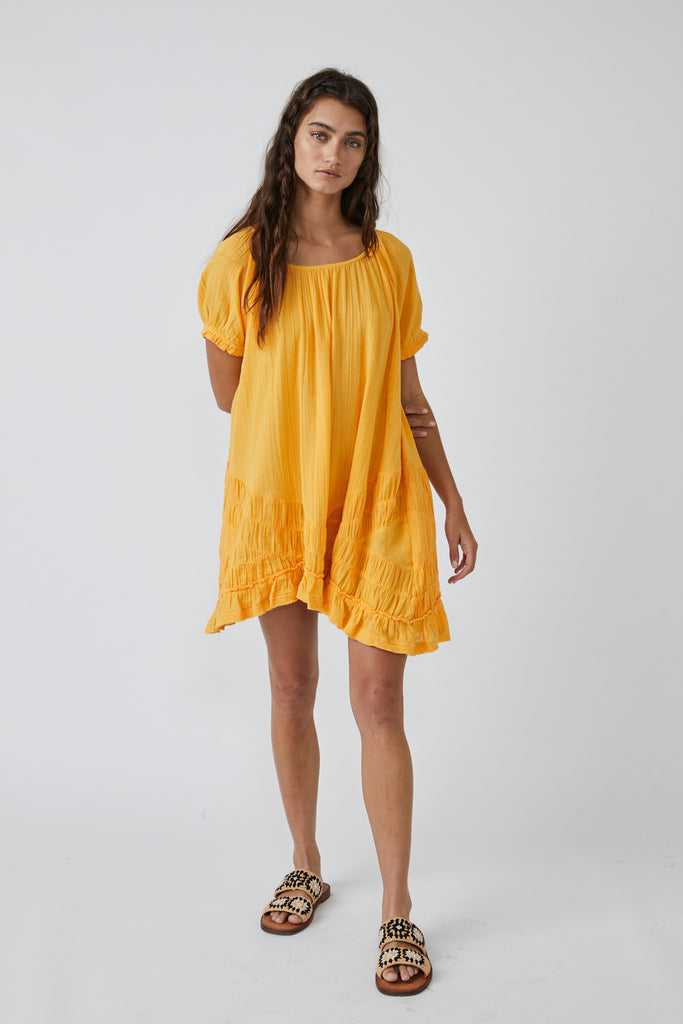 Plus size free people so scenic mini dress in birds of paradise yellow.