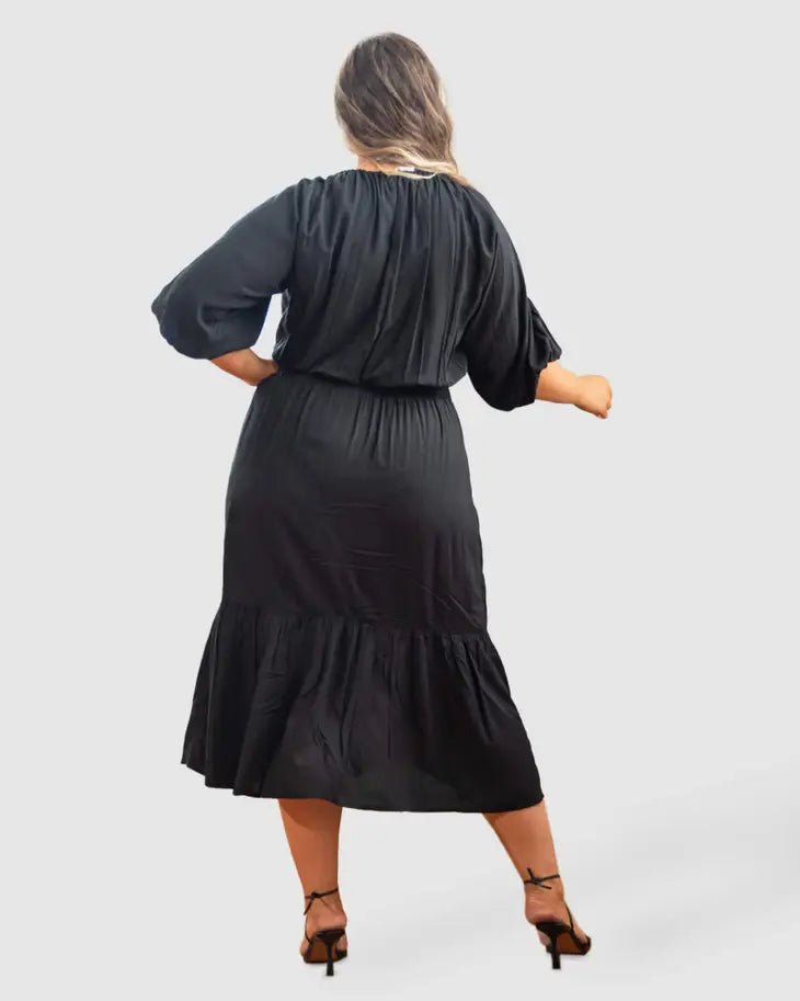Diana Prairie Dress in Black - Laluxe Femme