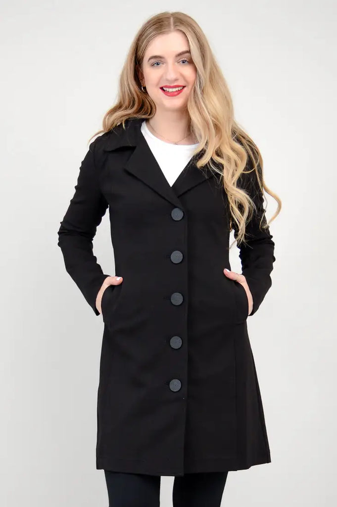 Mariana Trench Coat in Black Modal - Laluxe Femme