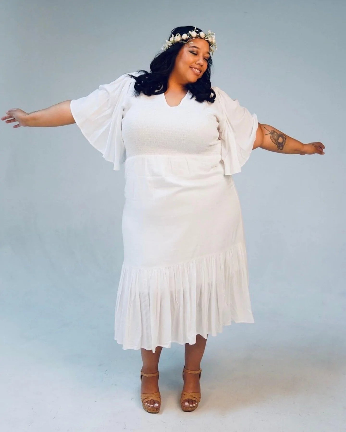 Plus Size White Midi Dress | Plus Size Sustainable Fashion