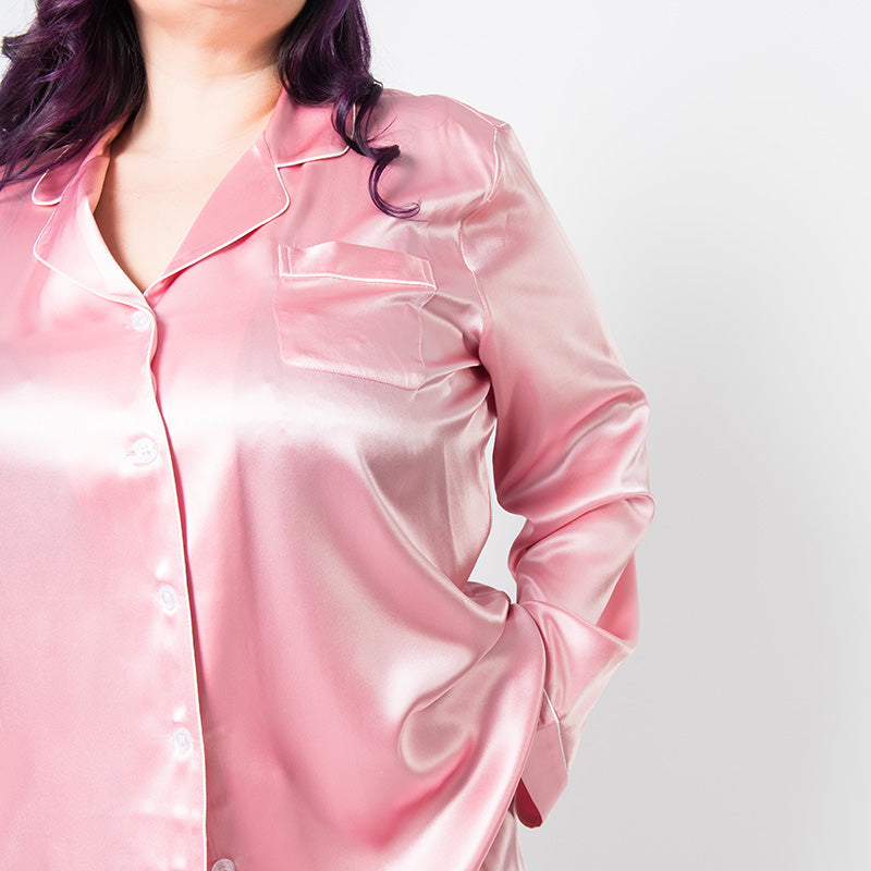 Silk Pajamas Pink - Laluxe Femme