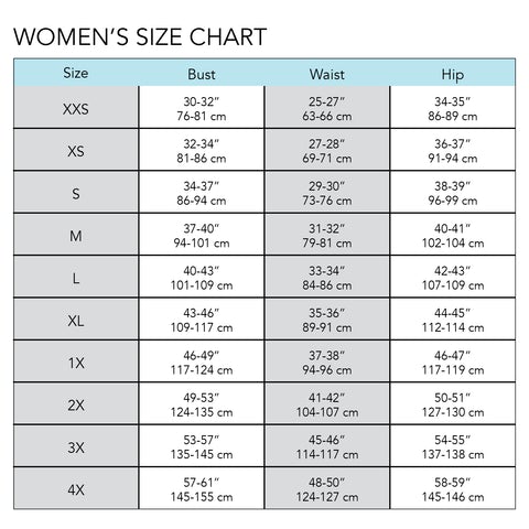 Size chart for a plus size sustainable robe.