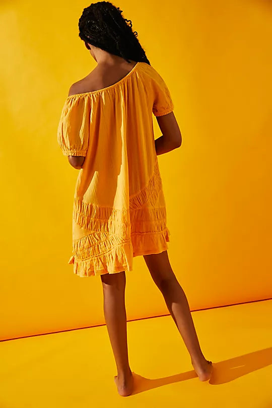 Plus size free people so scenic mini dress in birds of paradise yellow.